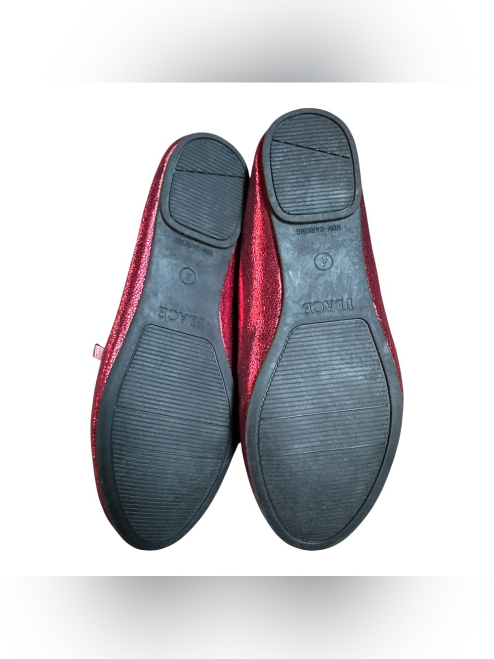 Girls Size 4 Red Glitter Mary Jane Flats NWT Shimmer Glamour Holiday Shoes NEW - Picture 2 of 5